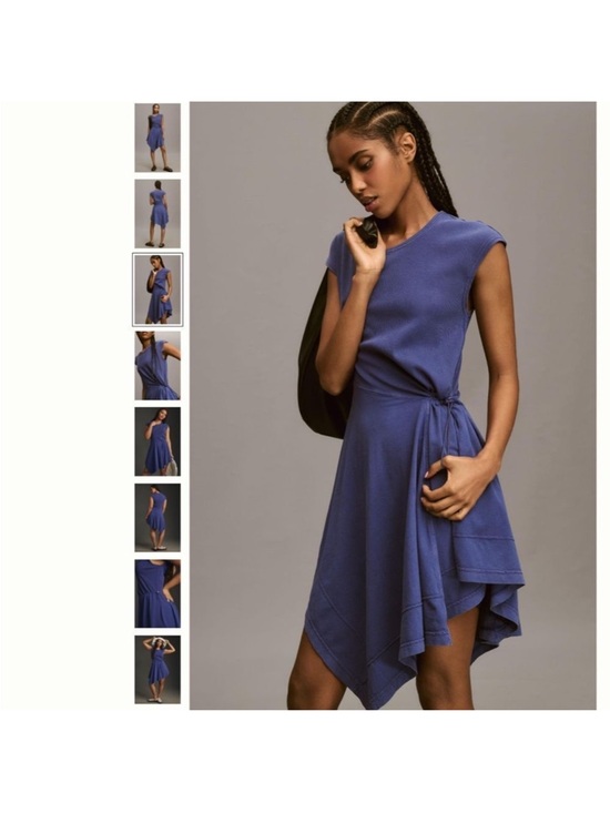 Anthropologie - Women’s Short Sleeve Asymmetrical Midi Dress - Picture 7 of 9